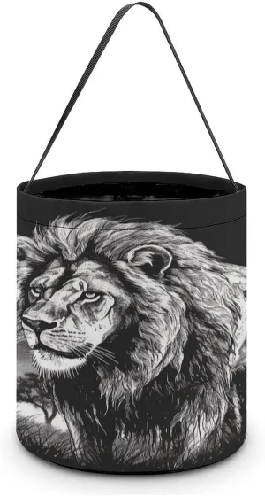 Halloween Handheld Candy Bag Trick Or Treat Bag Lion Black And White Illustration Printed Party Gift Bag Candy Handheld Bag Handheld Candy Bucket Multipurpose Portable And Foldable Handheld Bucket