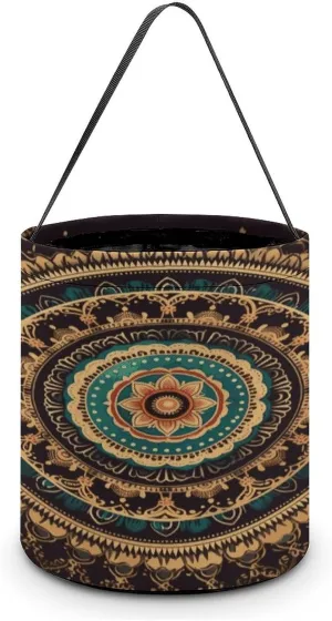 Halloween Handheld Candy Bag Trick Or Treat Bag Mandala Printed Party Gift Bag Candy Handheld Bag Handheld Candy Bucket Multipurpose Portable And Foldable Handheld Bucket
