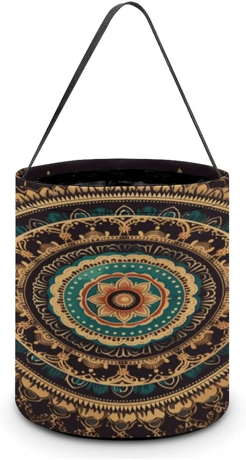 Halloween Handheld Candy Bag Trick Or Treat Bag Mandala Printed Party Gift Bag Candy Handheld Bag Handheld Candy Bucket Multipurpose Portable And Foldable Handheld Bucket
