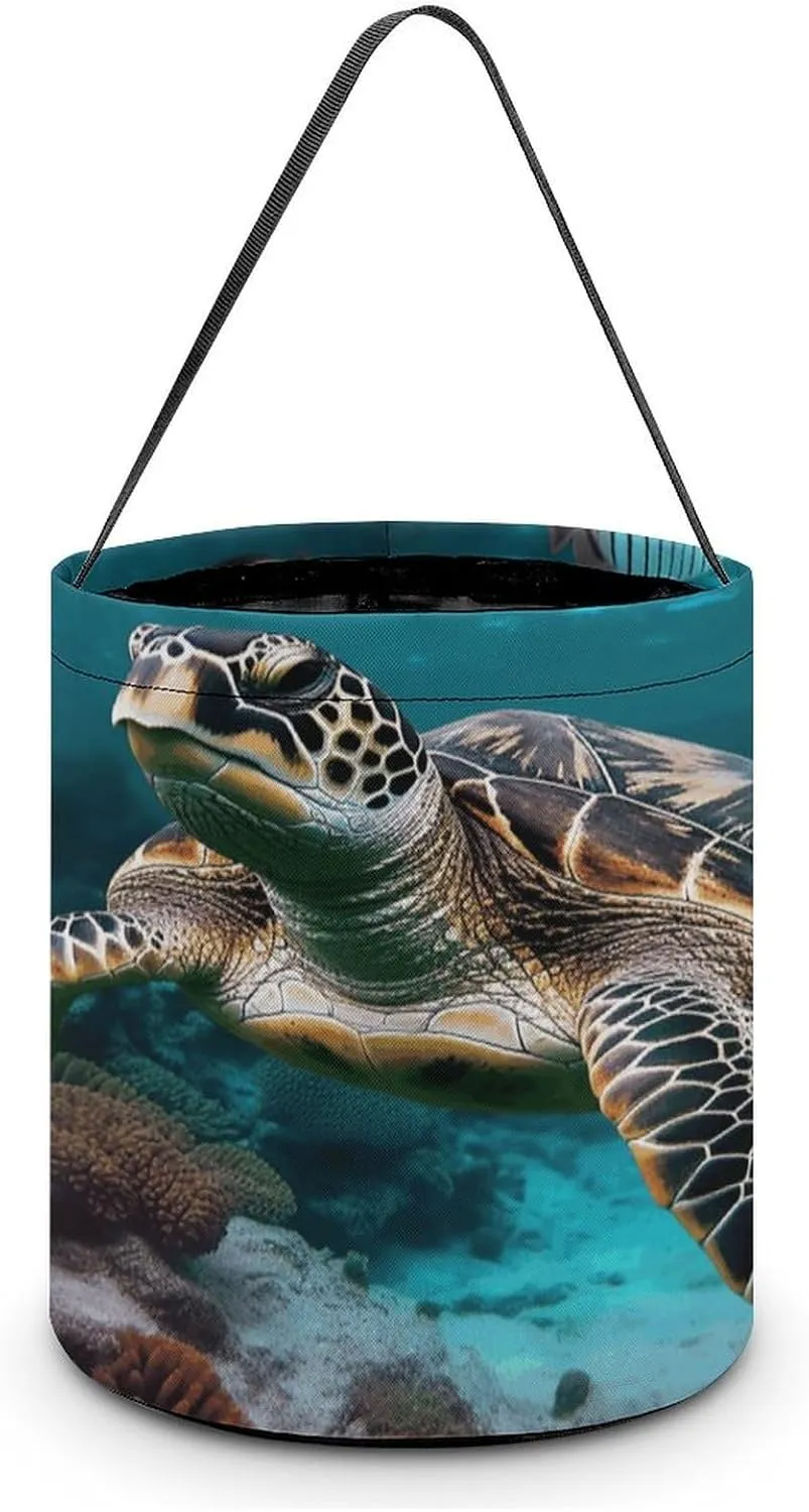 Halloween Handheld Candy Bag Trick Or Treat Bag Ocean Animal Turtle Printed Party Gift Bag Candy Handheld Bag Handheld Candy Bucket Multipurpose Portable And Foldable Handheld Bucket