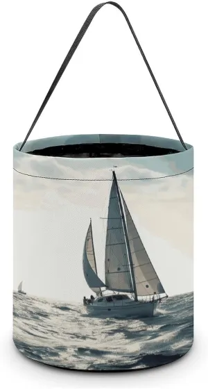 Halloween Handheld Candy Bag Trick Or Treat Bag Ocean Sailing Printed Party Gift Bag Candy Handheld Bag Handheld Candy Bucket Multipurpose Portable And Foldable Handheld Bucket