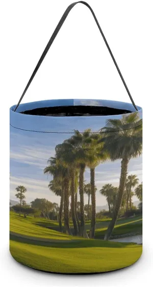 Halloween Handheld Candy Bag Trick Or Treat Bag Palm Tree Golf Course Printed Party Gift Bag Candy Handheld Bag Handheld Candy Bucket Multipurpose Portable And Foldable Handheld Bucket