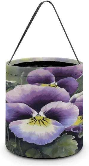 Halloween Handheld Candy Bag Trick Or Treat Bag Pansy Perfection Printed Party Gift Bag Candy Handheld Bag Handheld Candy Bucket Multipurpose Portable And Foldable Handheld Bucket