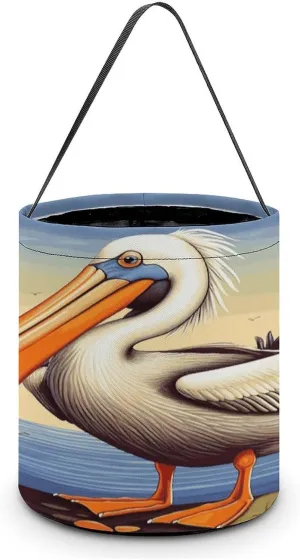 Halloween Handheld Candy Bag Trick Or Treat Bag Pelican Birds Printed Party Gift Bag Candy Handheld Bag Handheld Candy Bucket Multipurpose Portable And Foldable Handheld Bucket