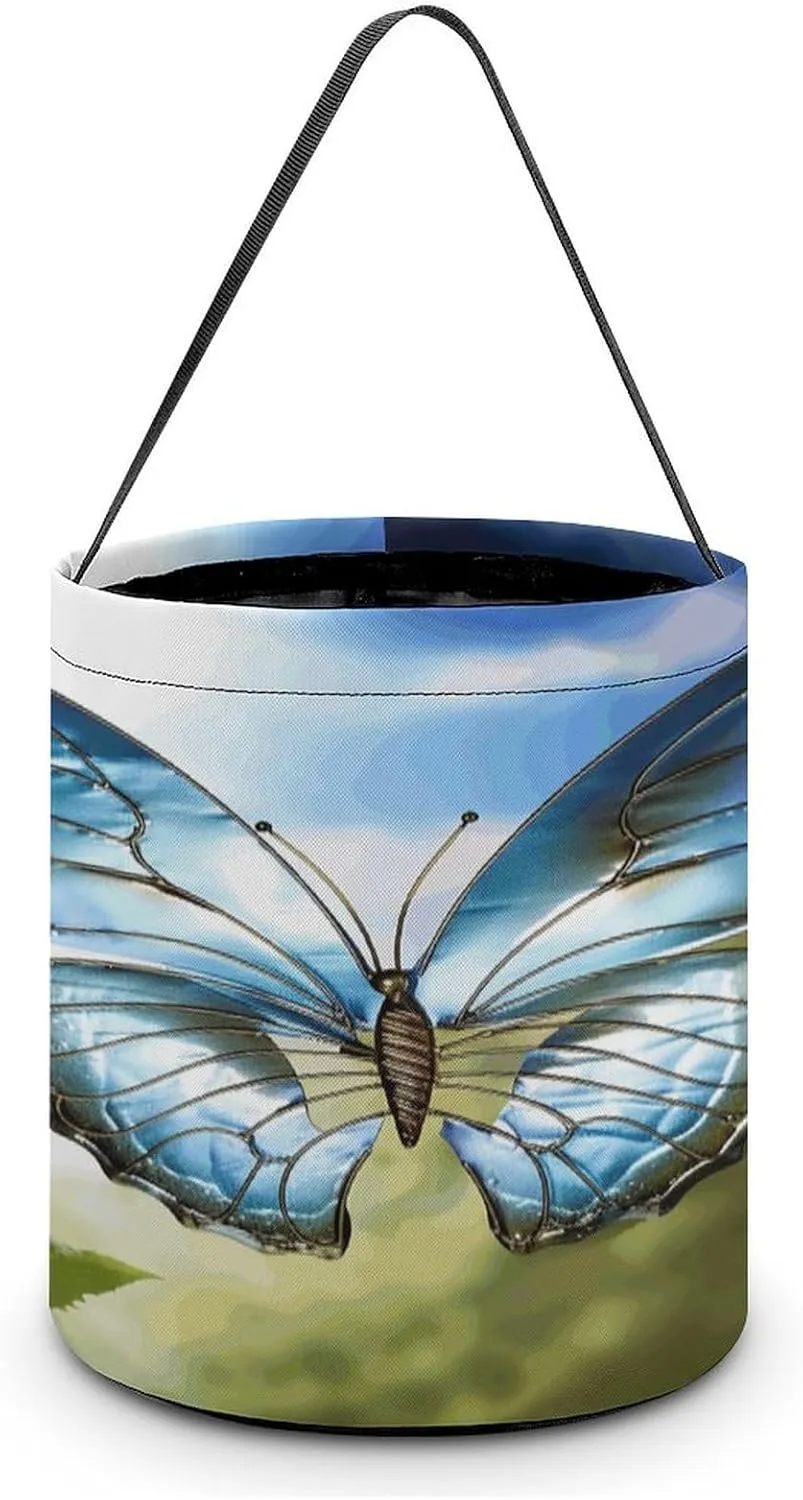 Halloween Handheld Candy Bag Trick Or Treat Bag Personalized Beauty Butterfly Printed Party Gift Bag Candy Handheld Bag Handheld Candy Bucket Multipurpose Portable And Foldable Handheld Bucket
