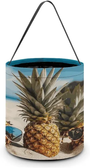 Halloween Handheld Candy Bag Trick Or Treat Bag Pineapple Fruit Sunglasses Sand Beach Printed Party Gift Bag Candy Handheld Bag Handheld Candy Bucket Multipurpose Portable And Foldable Handheld Bu