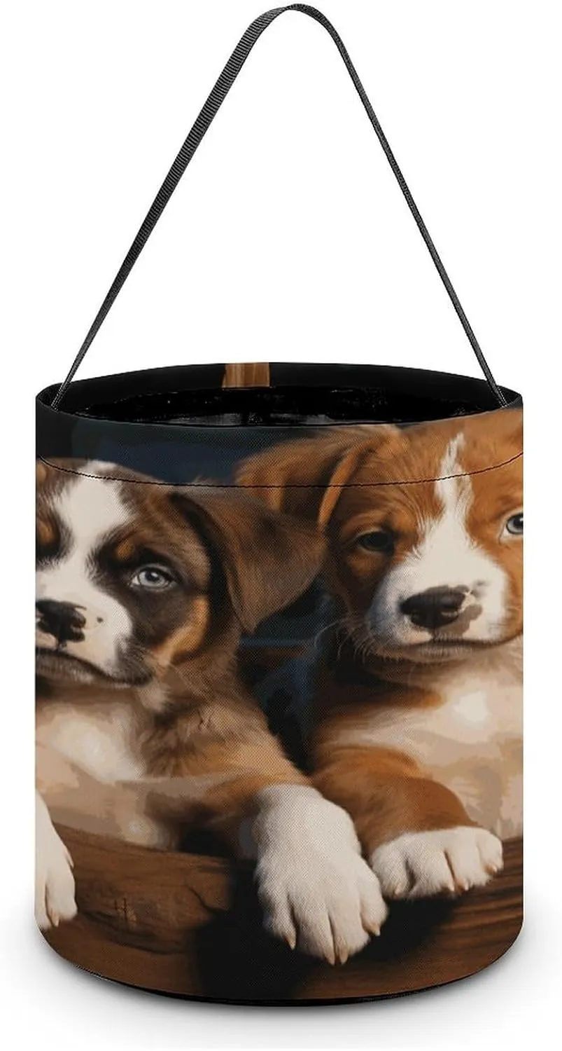 Halloween Handheld Candy Bag Trick Or Treat Bag Puppies Dogs Pets Animals Printed Party Gift Bag Candy Handheld Bag Handheld Candy Bucket Multipurpose Portable And Foldable Handheld Bucket