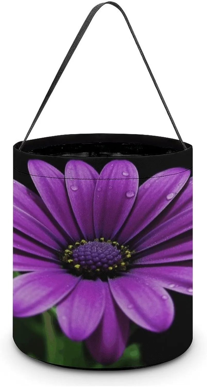 Halloween Handheld Candy Bag Trick Or Treat Bag Purple Daisy Printed Party Gift Bag Candy Handheld Bag Handheld Candy Bucket Multipurpose Portable And Foldable Handheld Bucket