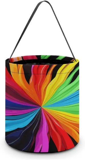 Halloween Handheld Candy Bag Trick Or Treat Bag Rainbow Colours Printed Party Gift Bag Candy Handheld Bag Handheld Candy Bucket Multipurpose Portable And Foldable Handheld Bucket