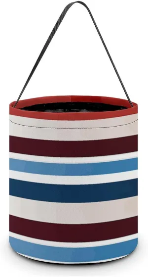 Halloween Handheld Candy Bag Trick Or Treat Bag Red Blue White Gray Stripes Printed Party Gift Bag Candy Handheld Bag Handheld Candy Bucket Multipurpose Portable And Foldable Handheld Bucket