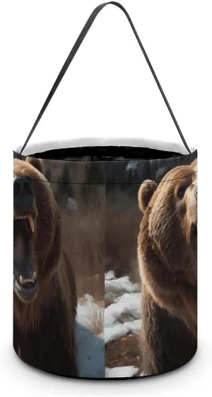 Halloween Handheld Candy Bag Trick Or Treat Bag Roaring Bear Printed Party Gift Bag Candy Handheld Bag Handheld Candy Bucket Multipurpose Portable And Foldable Handheld Bucket