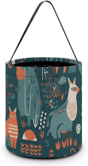 Halloween Handheld Candy Bag Trick Or Treat Bag Scandinavian Animals Printed Party Gift Bag Candy Handheld Bag Handheld Candy Bucket Multipurpose Portable And Foldable Handheld Bucket