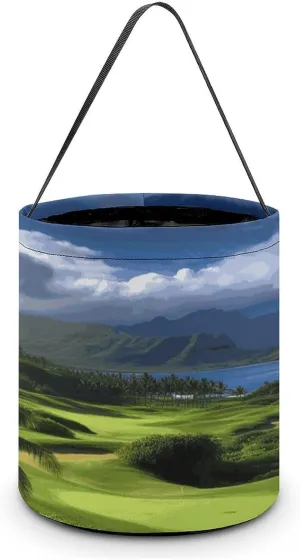 Halloween Handheld Candy Bag Trick Or Treat Bag Scenic Hawaii Golf Tropical Printed Party Gift Bag Candy Handheld Bag Handheld Candy Bucket Multipurpose Portable And Foldable Handheld Bucket