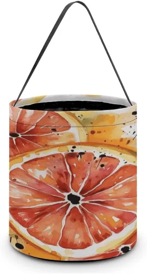 Halloween Handheld Candy Bag Trick Or Treat Bag Watercolor Orange Slice Printed Party Gift Bag Candy Handheld Bag Handheld Candy Bucket Multipurpose Portable And Foldable Handheld Bucket