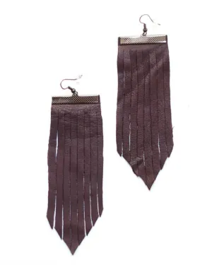 Handcrafted Burgundy Leather Earrings by Sylca