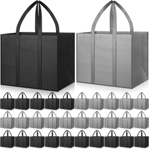 Hillban 30 Pack Reusable Grocery Bags Bulk Large Shopping Bags Washable Foldable Heavy Duty Totes Storage Bags with handles