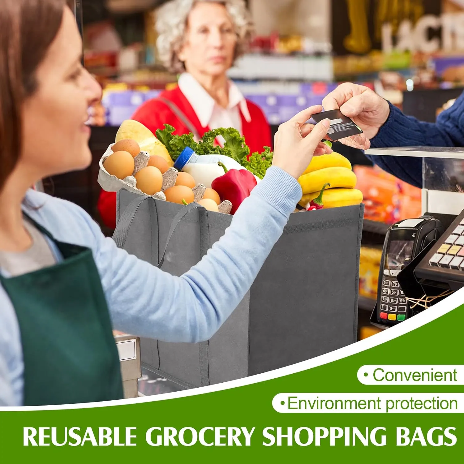 Hillban 30 Pack Reusable Grocery Bags Bulk Large Shopping Bags Washable Foldable Heavy Duty Totes Storage Bags with handles