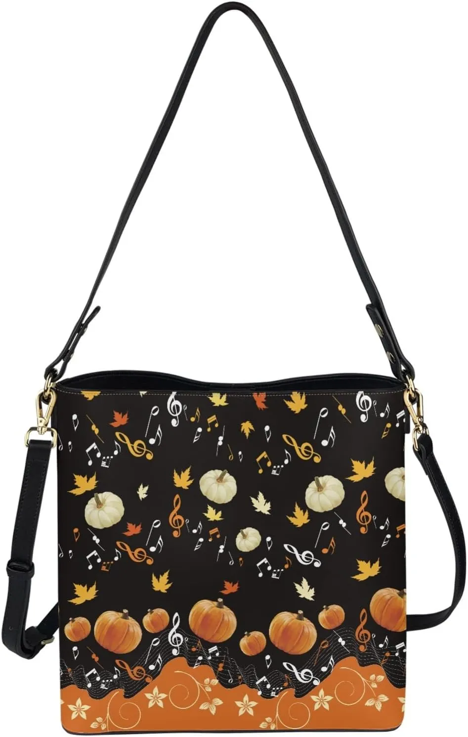 Hobo Bags for Women Fall Maple Leaves Leather Handbags Designer Shoulder Bucket Crossbody Purse