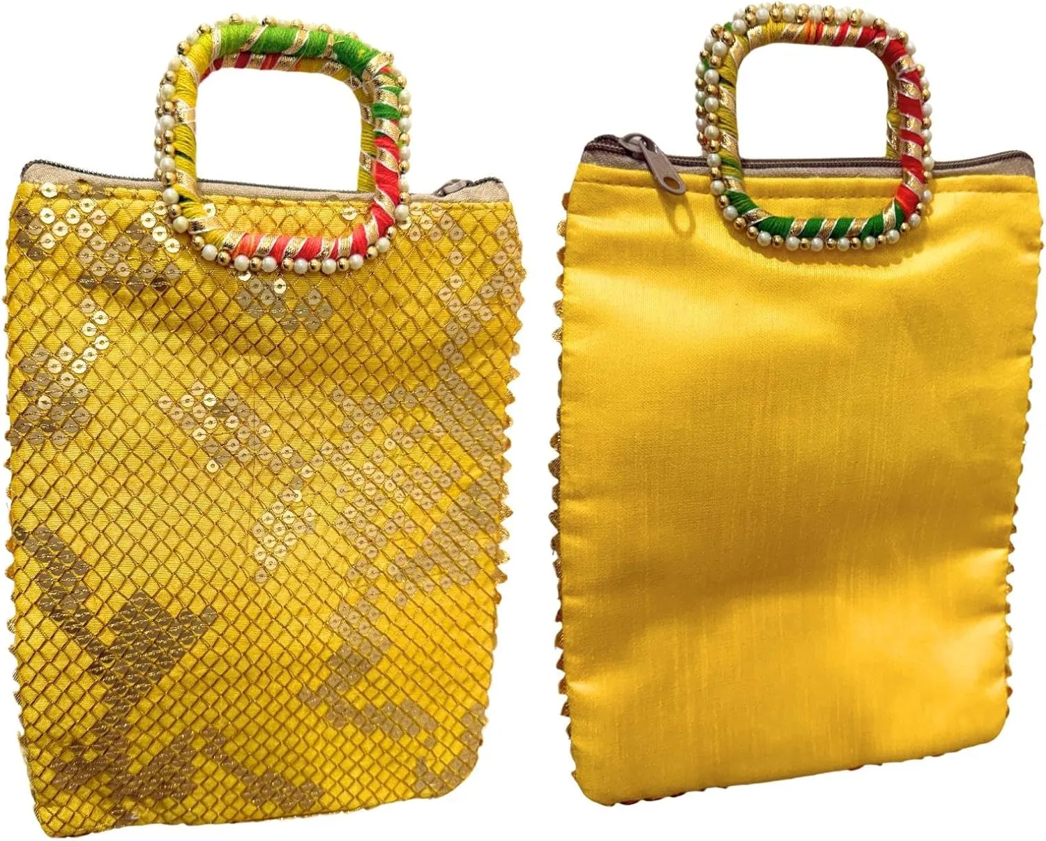 Indian Ethnic Potli bag Ladies Handbag Purse for Bridal Batwa Pearls Handle Purse Clutch Purse for Women