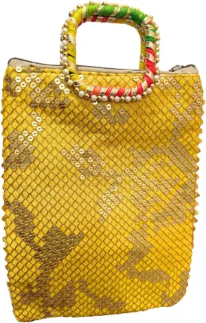 Indian Ethnic Potli bag Ladies Handbag Purse for Bridal Batwa Pearls Handle Purse Clutch Purse for Women