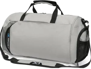 INOXTO Small Sports Gym BagTravel Duffel Bag with Dry Wet Pocket and Shoes Compartment for Women and Men35L Waterproof Weekender Fitness bag For Swim Sports Travel Working Out (light grey 2)