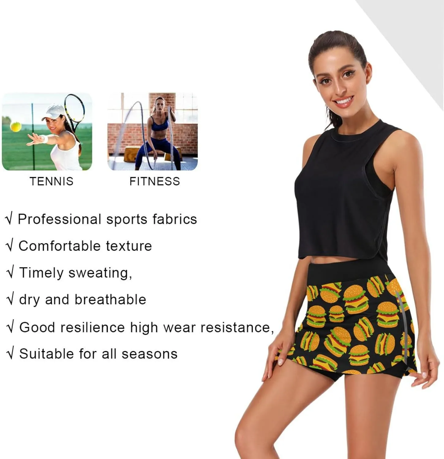 J JOYSAY Unicorns Woman Tennis Skirts with Pockets Athletic Golf Skorts Quick Dry