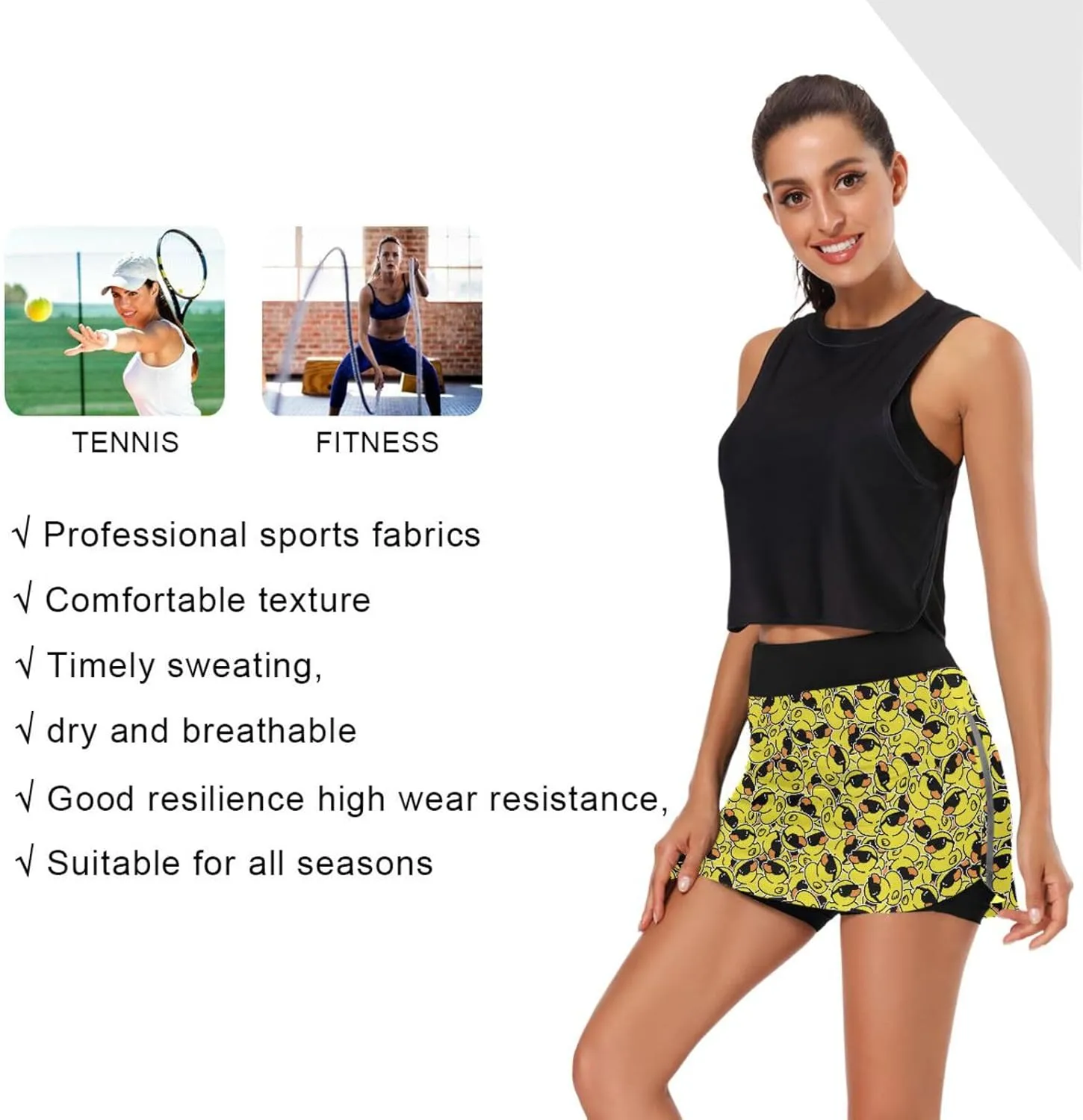 J JOYSAY Unicorns Woman Tennis Skirts with Pockets Athletic Golf Skorts Quick Dry