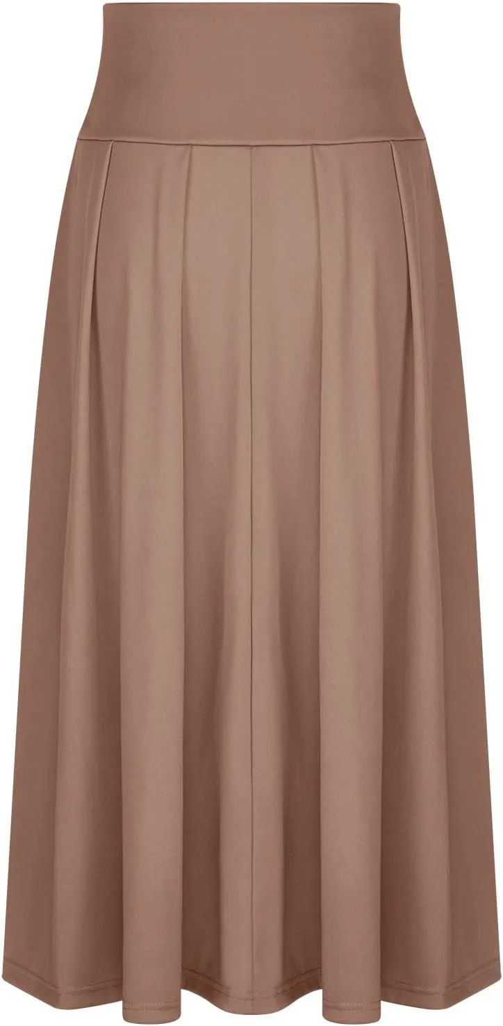 JOAU Women Casual Maxi Skirts Self Bowknot Front Elastic High Waisted Flowy Swing A-Line Lightweight Pleated Long Skirt