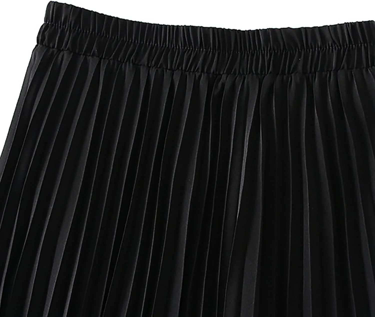 JOAU Women High Elastic Waist Pleated Midi Skirt Fashion Double Layered Solid Color Swing A-line Skirts for Evening Prom