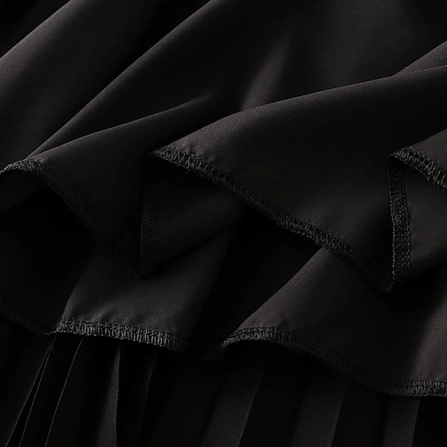 JOAU Women High Elastic Waist Pleated Midi Skirt Fashion Double Layered Solid Color Swing A-line Skirts for Evening Prom