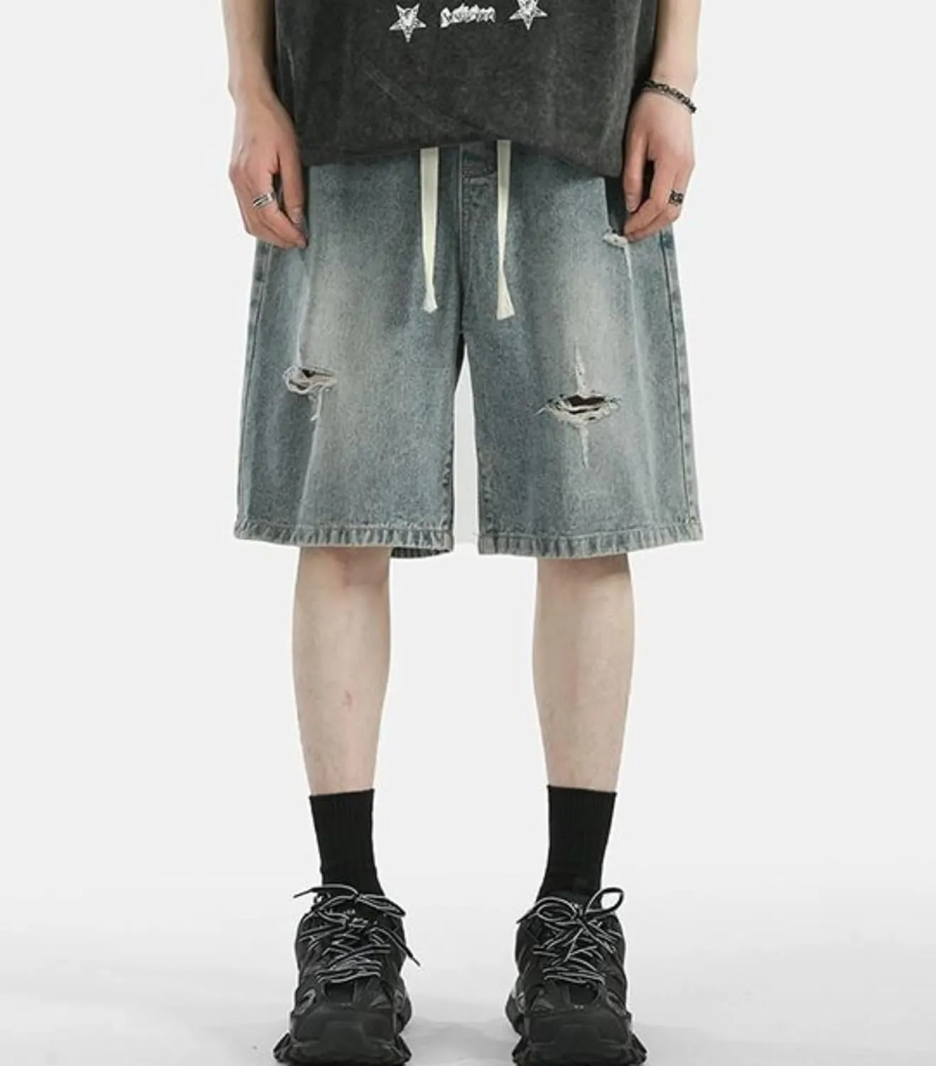 Jorts Women Baggy Vintage Acid Wash Jean Shorts Grunge Fashion Casual Wide Leg Y2K Pants Streetwear Men Unisex