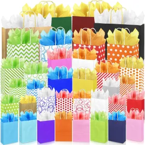 KEEPARTY 36 PCS Assorted Sizes Gift Bags Bulk Perfect for Weddings Partie and Holidays 4 Sizes and Multiple Colors Available