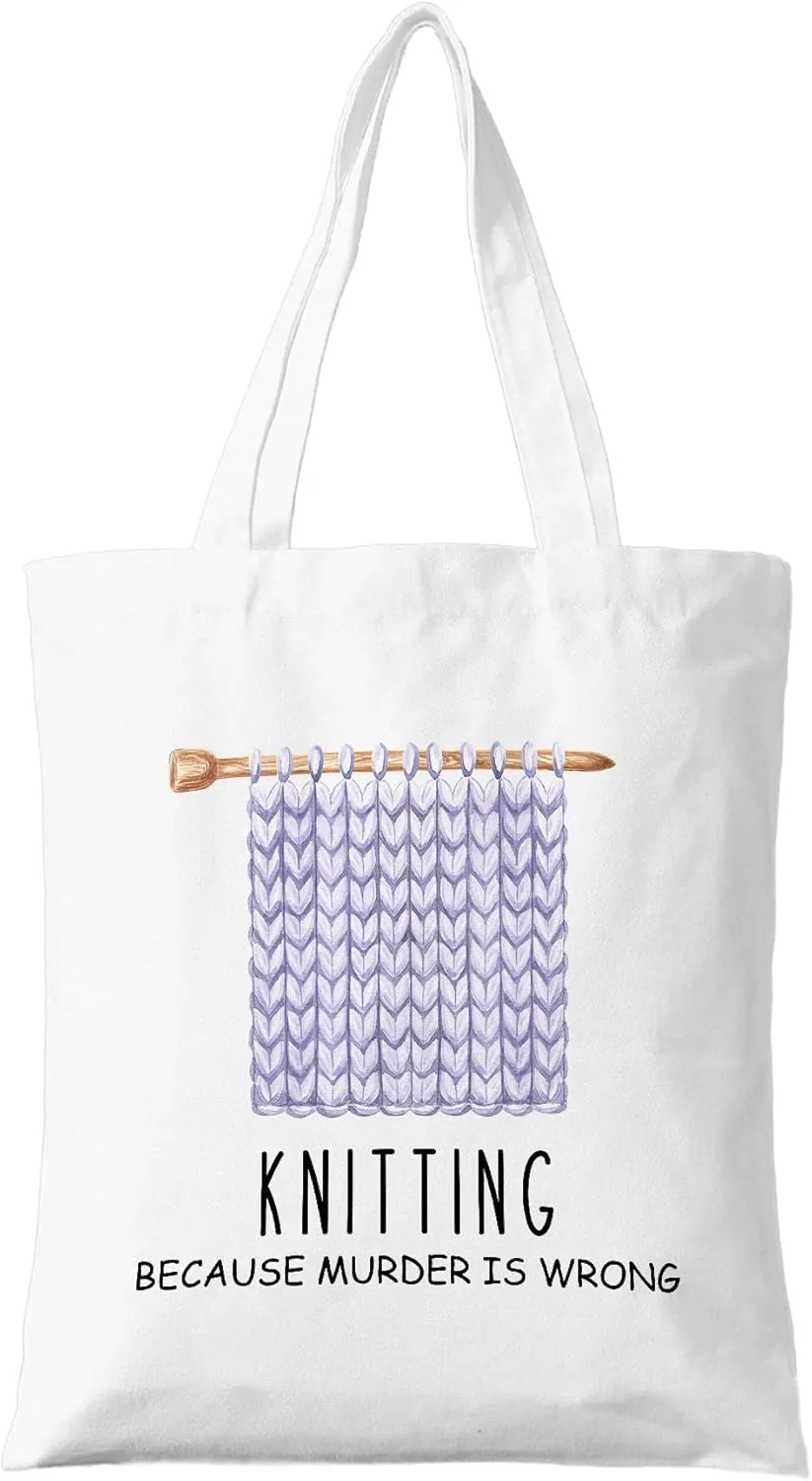 Knitting Canvas Tote Bag for Women, Knitting Crochet Gifts For Knitter Crocheters, Crochet Shoulder Bag For Crochet Lovers, Birthday Christmas Gifts For Women Mom Sister Wife Grandma. (002)