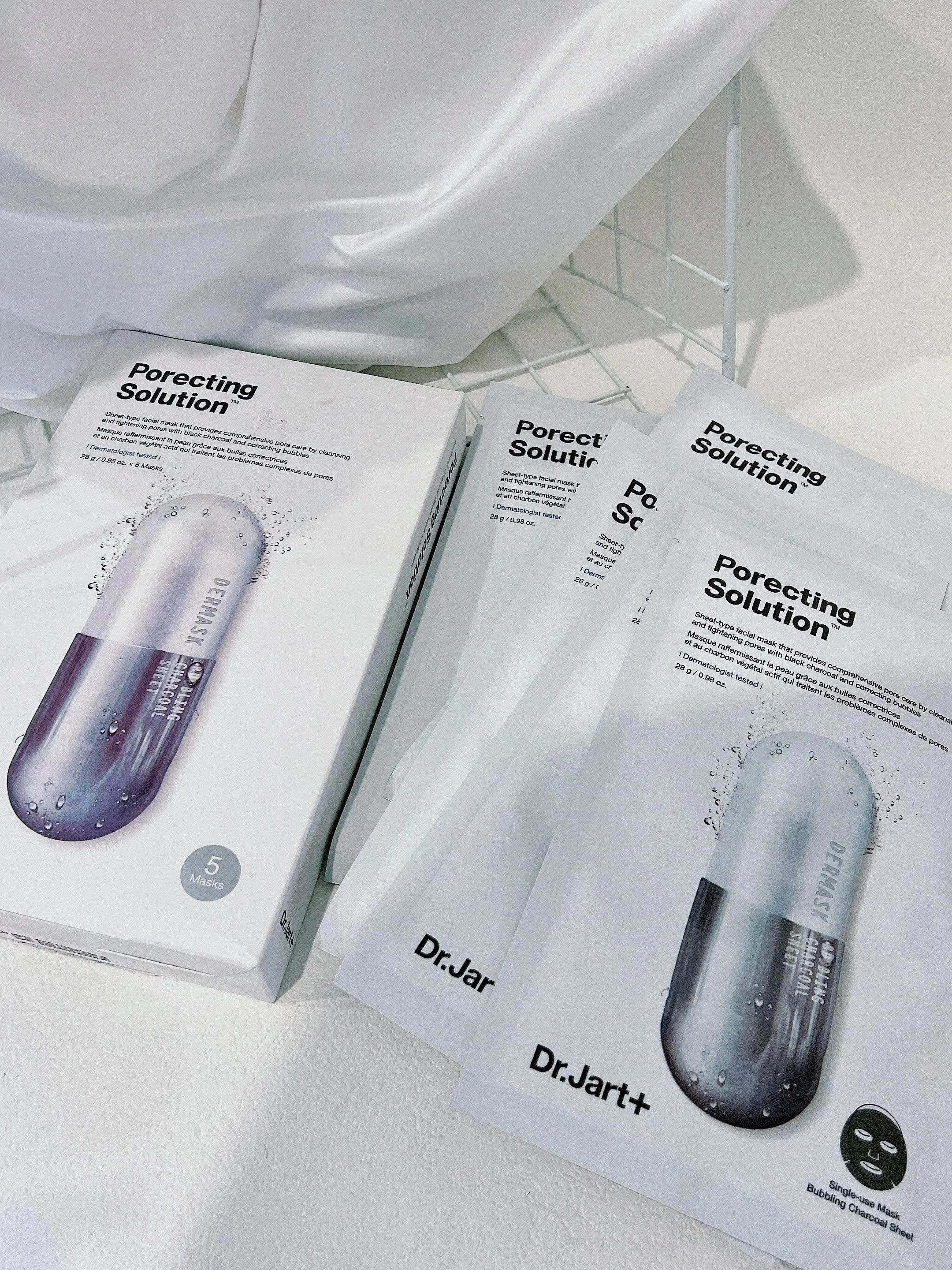 Korean Silver Pill Bubble Black Mask - 5 Pieces Pack