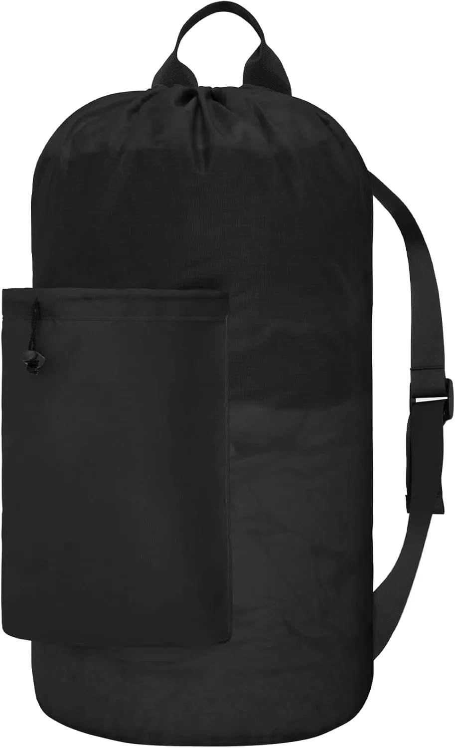 Laundry Bag with Shoulder Straps and Detergent Holder, Durable Laundry Bag Backpack for College Dorm/Travel/Camp (BLACK TARTAN)