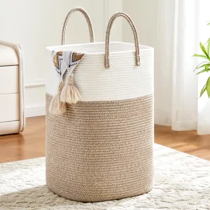 Laundry Basket,Woven Cotton Rope Laundry Hamper Sorters,60L Versatile Storage for Dirty Clothes,Baby Toys,and Blankets in Bathroom, Nursery,and Living Room