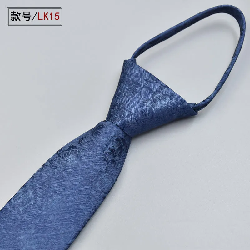 Lazy Korean version of the easy-to-pull solid color 6cm quality can be personalized to customize the company logo monochrome men's zipper tie