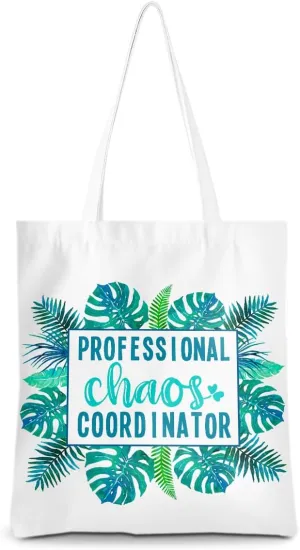 Leadership Boss Lady Chaos Coordinator Librarian Dance Teacher Supervisor Appreciation Gifts Tote Bag Reusable Grocery Bags