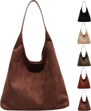 Leather Hobo Bags for Women, Suede Purse Slouchy Tote Bag, Brown Leather Purse, Women Suede Hobo Shoulder Bag