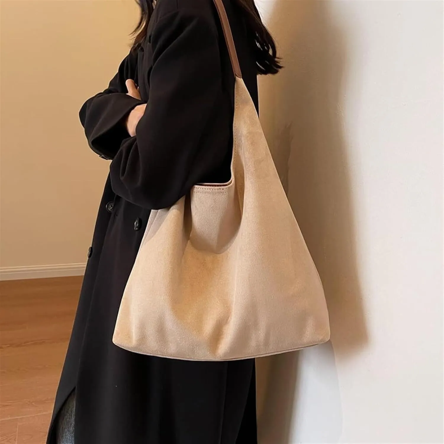 Leather Hobo Bags For Women, Suede Purse Slouchy Tote Bag, Brown Tote Bags For Women Work Bags, Travel Satchels