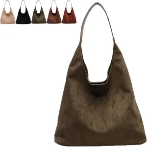 Leather Hobo Bags For Women, Suede Purse Slouchy Tote Bag, Brown Tote Bags For Women Work Bags, Travel Satchels