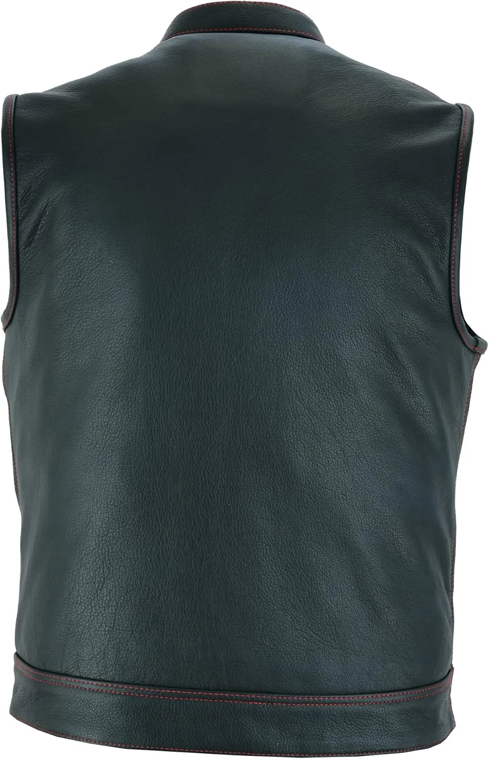 Leatherick Mens Black Motorcycle Vests - SOA Club & Traditional Paisley Satin Liner Leather Biker Vests