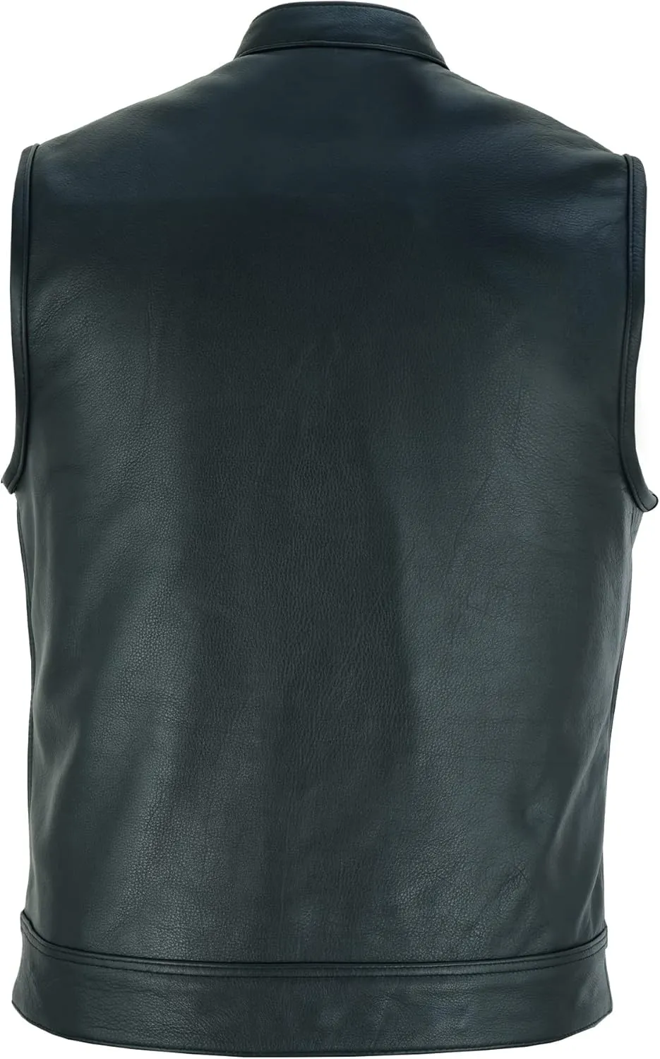 Leatherick Mens Black Motorcycle Vests - SOA Club & Traditional Paisley Satin Liner Leather Biker Vests