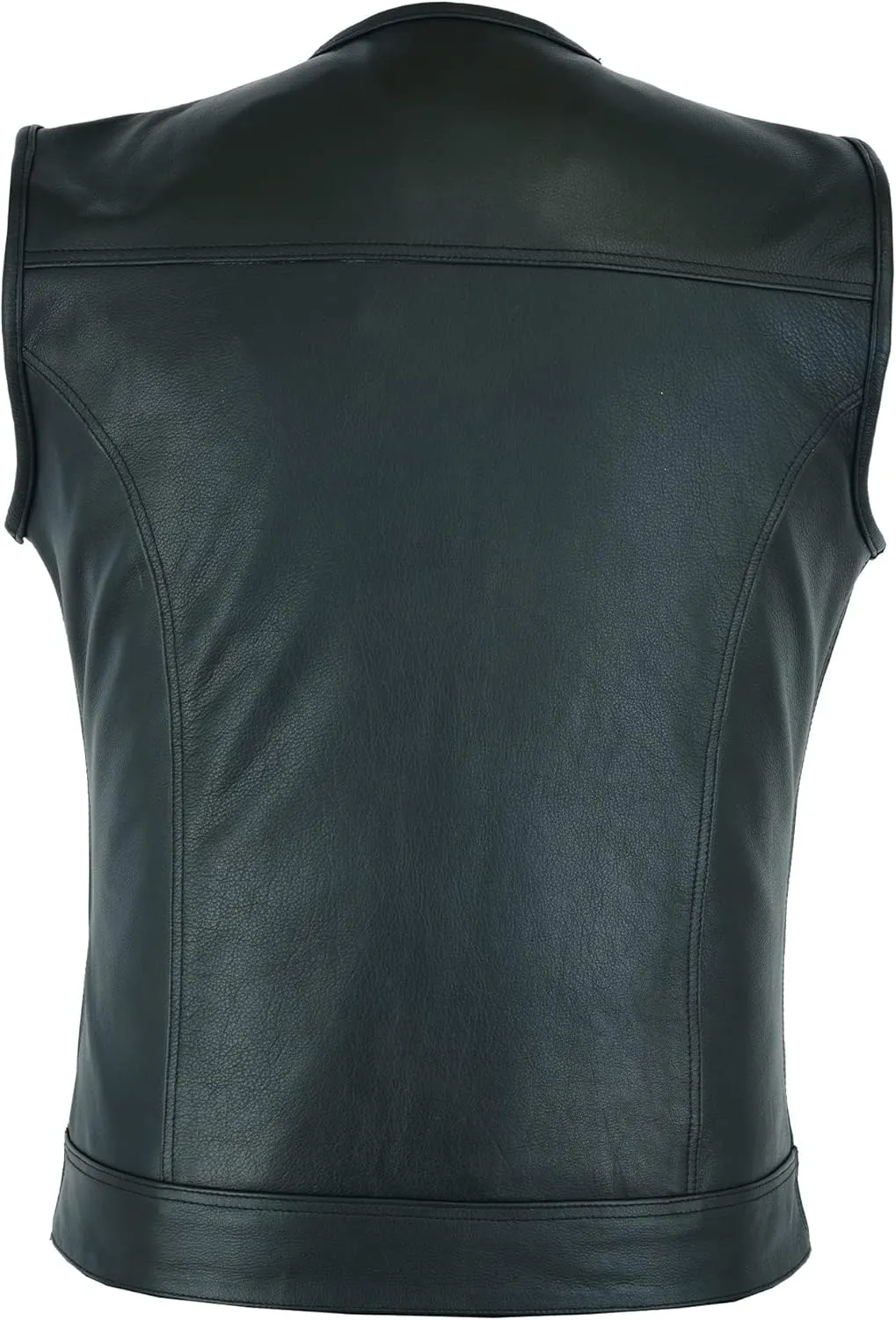 Leatherick Mens Black Motorcycle Vests - SOA Club & Traditional Paisley Satin Liner Leather Biker Vests