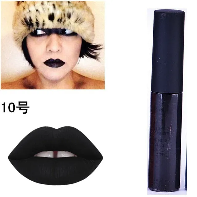 Liquid Matte Lipsticks Long Lasting Waterproof Matt Black Lipstick 12 Colors Velvet Selena Lipstick Matte Lip Makeup Lip Gloss