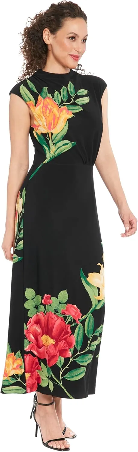 London Times High Neck Sleeveless Midi Cocktail Wedding Guest Dresses for Women
