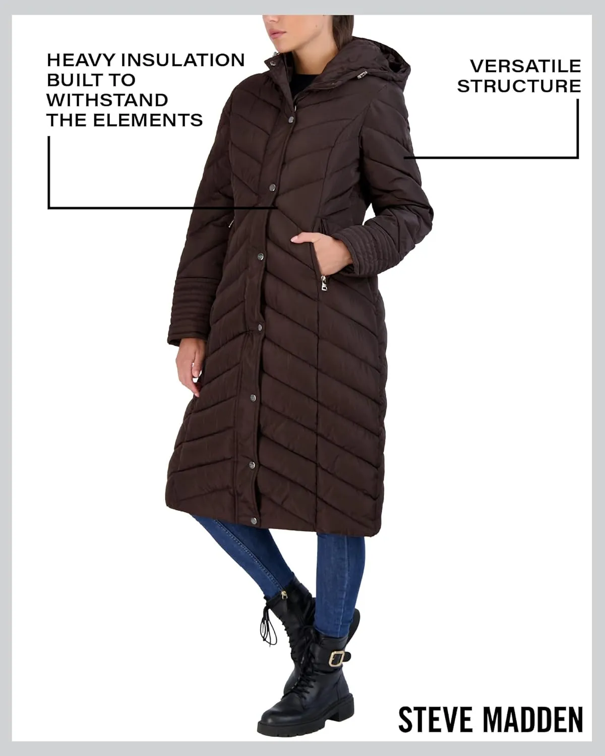 Madden Girl Women's Maxi Puffer Jacket - Long Quilted Puffer Coat (Sizes: S-3X)
