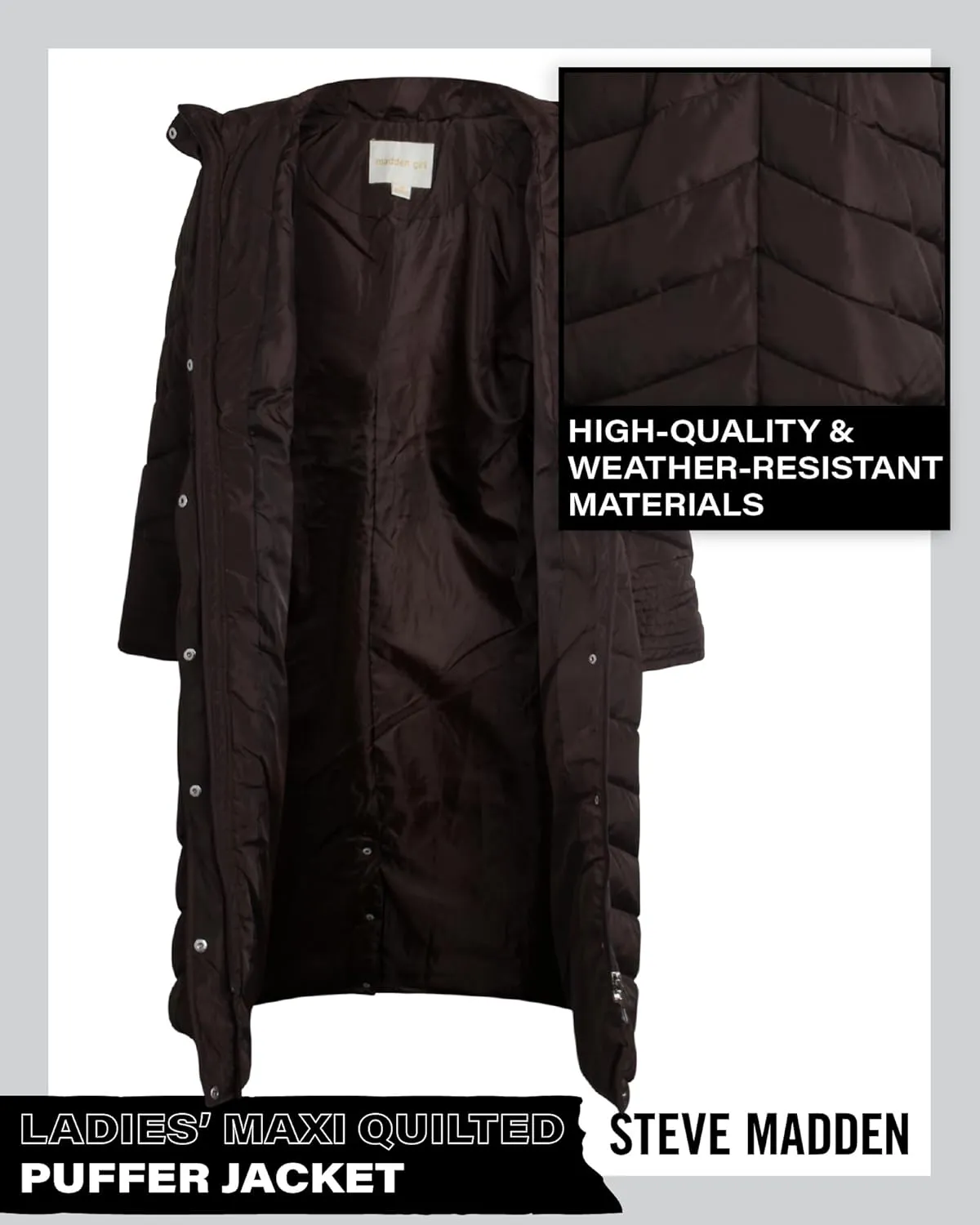 Madden Girl Women's Maxi Puffer Jacket - Long Quilted Puffer Coat (Sizes: S-3X)