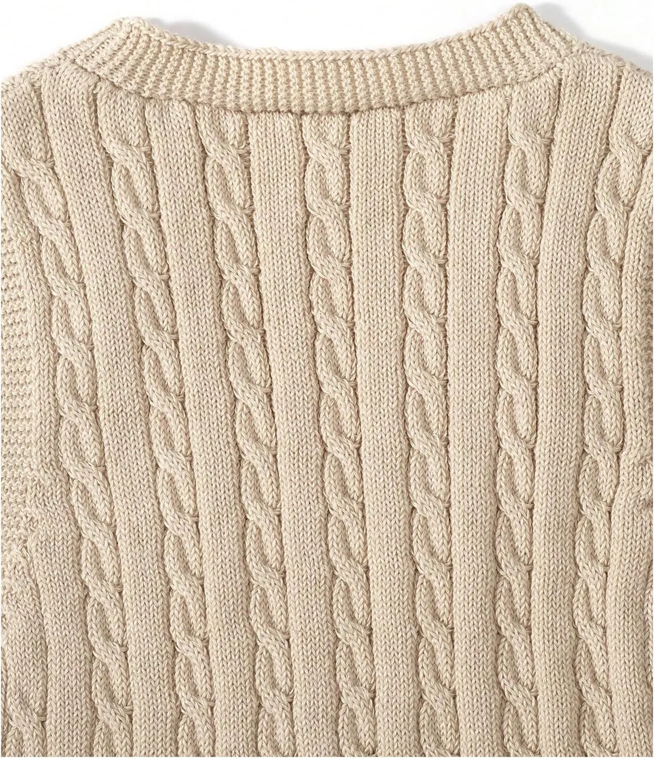 MakeMeChic Girl's Cable Knit Vest V Neck Sleeveless Crop Cute Sweater Vests