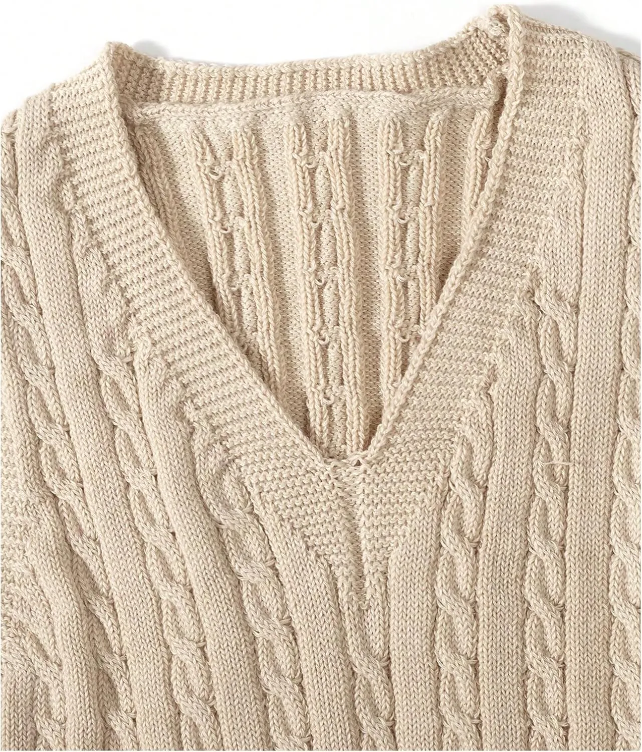 MakeMeChic Girl's Cable Knit Vest V Neck Sleeveless Crop Cute Sweater Vests